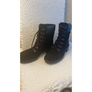 Botkier Black Lace Up Boots Leather Suede Madigan SZ 11 Biker Grunge Goth NEW